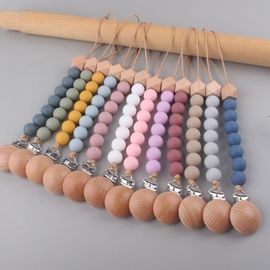Attache-Sucette De Qualité Alimentaire Sans Bpa, Perles En Bois, Support Factice, Chaîne De Sucette, Fournitures Pour Bébé-Marron Clair
