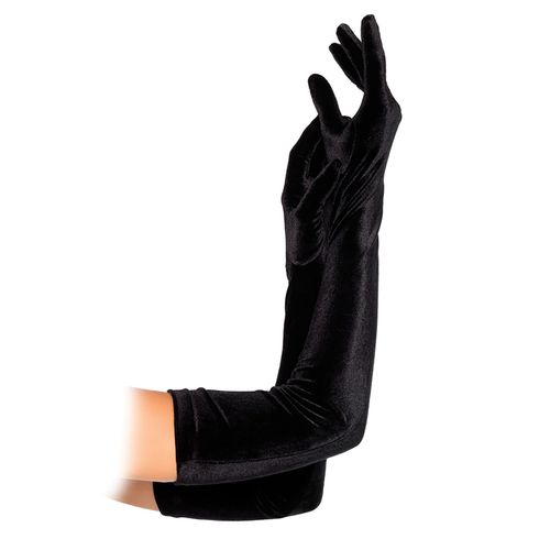 Gants Opéra En Velours Noir - Leg Avenue