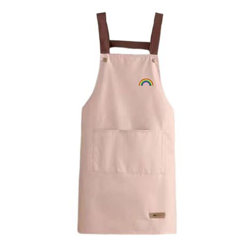 Tablier de cuisine imperméable à l'eau, large Application avec poches, tablier en PVC résistant à l'huile pour la maison-Rose
