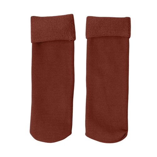 1 Paire De Chaussettes D'hiver Pour Femmes, Mi-Tube Épais En Peluche, Style Japonais, Élastiques Antidérapantes, Chaussettes De Sol Thermiques Anti-Odeur, Chevilles Extra Lâches, Sans Traces-Caramel