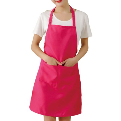 Tablier unisexe tablier de travail longue durée avec poches bretelles réglables tablier de cuisine pour Grill Restaurant Bar cafés-Rose Rouge