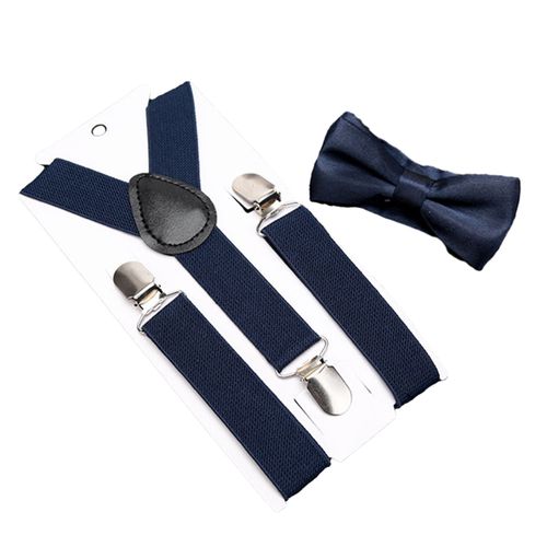 Ceinture À Bretelles Avec N?Ud Pour Enfants, Élastique À La Mode, Taille Réglable, Design Polyvalent, Bande Élastique Pour Festivals, Occasions Spéciales-Bleu Marine