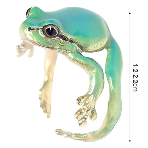 Bague Grenouille Mignonne Colorée Réglable, Anneaux De Grenouille D'arbre, Bijoux Amusants Faits À La Main, Cadeau Unique Parfait, Bagues D'animaux Mignons Pour La Plage, La Fête D'été.-Bleu