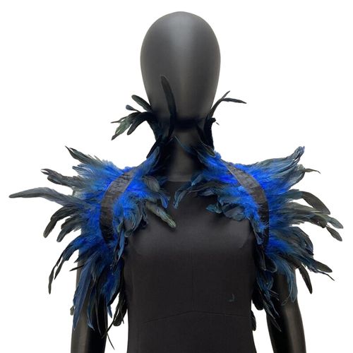 Plume Haussement D'épaules Châle Épaule Cape Doux Réglable Rétro Gothique Col Cosplay Fête Corps Scène Performance Faux Col Danseur Costume-Bleu Roi