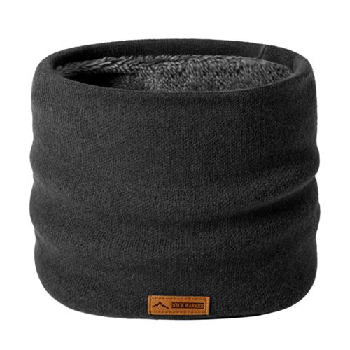 Guêtre De Cou D'hiver Pour Hommes Et Femmes, Écharpe À Boucle Circulaire De Couleur Unie, Doublure Polaire Épaisse, Écharpe En Tricot-Gris Foncé