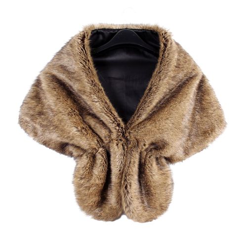 Châle En Fourrure Artificielle Pour Femme, Couleur Unie, Épais, Chaud, Résistant Au Froid, Manteau De Cape, Châle De Fête Formelle, Automne Et Hiver-Café