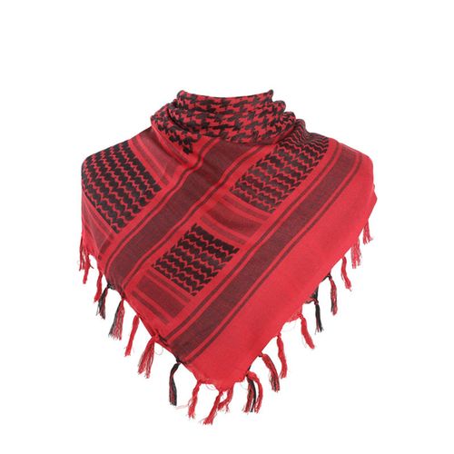 Écharpe Épaisse Pour Femme Keffiyeh Large Pompon Imprimé Vintage Pare-Soleil Décoratif Protection Du Cou Unisexe Doux Chaud Châle Quatre Saisons-Rouge 110cm