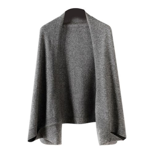 Châle Tricoté Sans Col Pour Femmes, Manches Longues, Ouvert Sur Le Devant, Couleur Unie, Manteau, Coupe Ample, Cape Tricotée-Gris