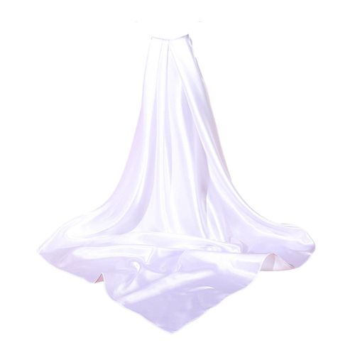 Châle En Satin Pour Femmes, Couleur Unie, Imitation Soie Douce, Lisse, Léger, Respirant, Pour Les Fêtes De Voyage Quotidiennes-Blanc