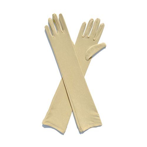 1 Paire De Gants Longs Couleur Unie Super Doux, Haute Élasticité, Respectueux De La Peau, Résistant À La Décoloration, Décoratif En Soie De Lait Pour Femmes, Fête De Danse, Bar, Cosplay, Gants Longs, Fournitures De Fête-Beige