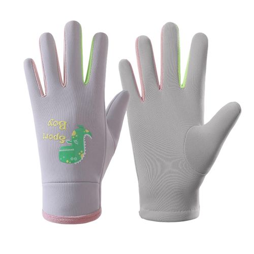 1 Paire De Gants D'hiver Pour Enfants, Gants De Sport Imperméables Pour Écran Tactile De 3 À 15 Ans, Haute Élasticité, Motif De Dinosaure Réfléchissant, Gants De Ski Pour Jouer En Plein Air-S Gris