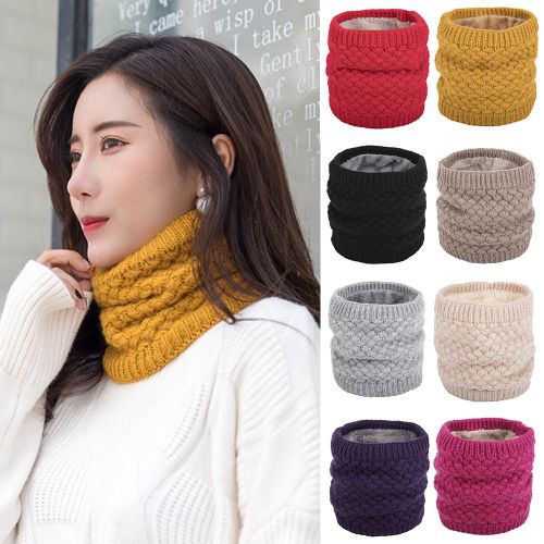 Foulard tricoté en polaire épaisse pour homme et femme, écharpe chaude, couleur unie, hiver-Violet foncé