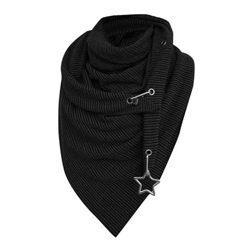 Écharpe Pour Femmes Assortie À Tout, Rayures Étoiles, Pendentif Chaud, Châles D'hiver Pour Le Travail-Noir