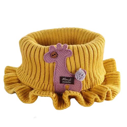 Cache-Cou En Forme De Girafe À Volants Tricoté Coupe-Vent Haute Élasticité Garde Au Chaud Ultra Doux Pour Enfants Faux Col Écharpe Pour L'hiver-Jaune