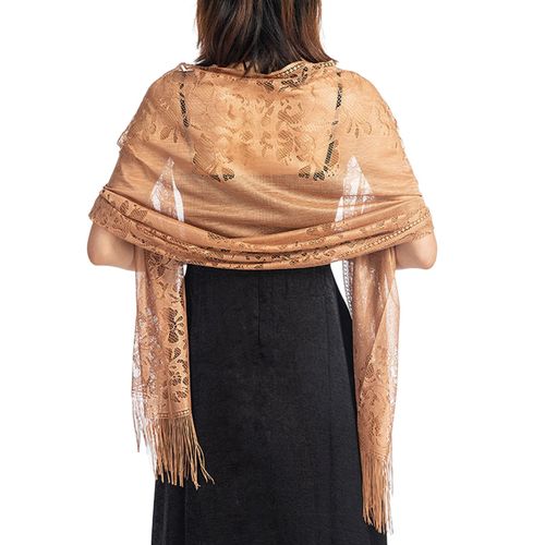 Écharpe En Dentelle De Couleur Unie Pour Femmes, Châle Transparent Au Crochet Pour Dames, Pour Mariage-Chameau