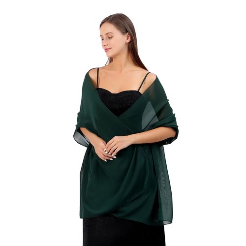 Robe De Soirée En Mousseline De Soie Fine, Couleur Unie, Châle, Robe De Mariée, Demoiselle D'honneur, Cheongsam, Écharpe De Fête-Atrovirens