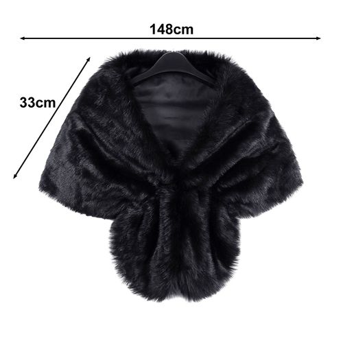 Châle En Fourrure Artificielle Pour Femme, Couleur Unie, Épais, Chaud, Résistant Au Froid, Manteau De Cape, Châle De Fête Formelle, Automne Et Hiver-Noir