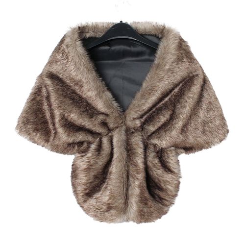 Châle En Fourrure Artificielle Pour Femme, Couleur Unie, Épais, Chaud, Résistant Au Froid, Manteau De Cape, Châle De Fête Formelle, Automne Et Hiver-Brun