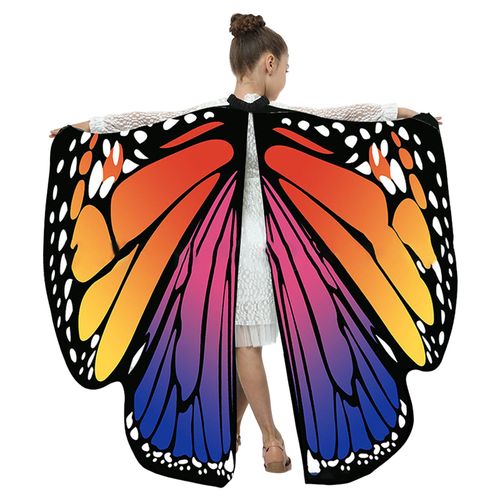Cape Châle Ailes De Papillon, Accessoire De Cosplay Féerique Nymphe Pixie, Déguisement D'halloween Doux Et Soyeux, Costume De Fête Pour Femmes Et Filles-Rose Rouge Et Bleu