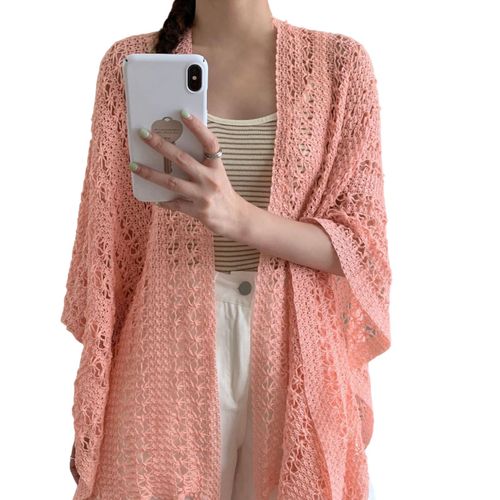 Châle en tricot pour femmes, Style ethnique, couleur unie, cape tressée creuse avec décor de réfrigérateur, châle drapé, accessoire pour robe de Cocktail-Rose
