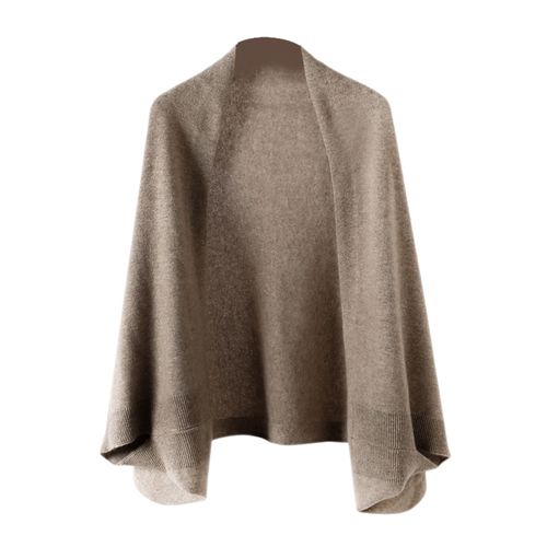 Châle Tricoté Sans Col Pour Femmes, Manches Longues, Ouvert Sur Le Devant, Couleur Unie, Manteau, Coupe Ample, Cape Tricotée-Kaki Foncé