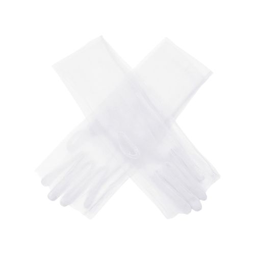 1 Paire De Couvre-Bras De Bal Pour Femmes, Maille Transparente Fine Plissée À Cinq Doigts, Spectacles De Style Littéraire, Accessoire Photo De Mariage De Mariée, Manchettes-Blanc