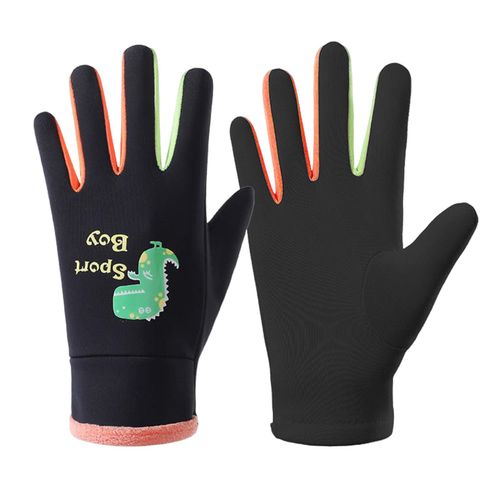 1 Paire De Gants D'hiver Pour Enfants, Gants De Sport Imperméables Pour Écran Tactile De 3 À 15 Ans, Haute Élasticité, Motif De Dinosaure Réfléchissant, Gants De Ski Pour Jouer En Plein Air-L Noir