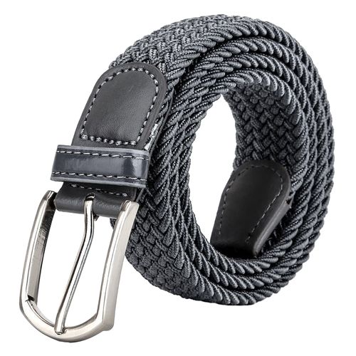 Ceinture Pour Hommes Avec Boucle Ardillon En Métal, Large Bande Anti-Casse, Couleur Unie, Coutures Fermes, Grande Résistance, Sangle De Taille, Ceinture Élastique Pour Pantalons Et Jeans Assortis-110 Cm Gris