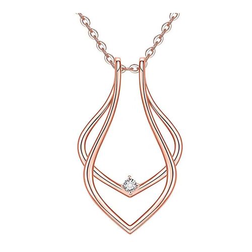 Collier Pendentif Porte-Bague Pour Femmes, Longueur Réglable, Gardien De Bague, Collier Pour Femme, Petite Amie, Cadeau D'anniversaire-Or Rose
