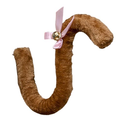 Peluche Longue Queue De Chat Ruban N?ud Papillon Cloche Femmes Filles Fête Cosplay Accessoires Squelette Doux Forme Pliable Imitation Queue Pour Robe Jupe Leggings Jeans Célébrations De Danse-Chameau