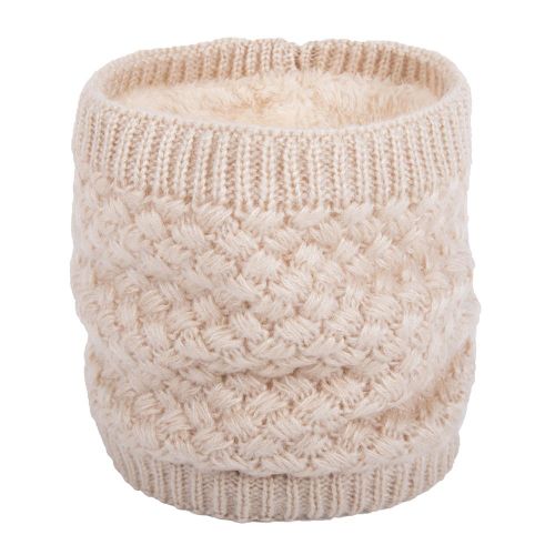 Foulard tricoté en polaire épaisse pour homme et femme, écharpe chaude, couleur unie, hiver-Beige