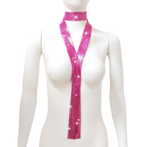 Collier Écharpe À Paillettes En Aluminium Pour Hommes Et Femmes, Léger, Design Scintillant, Accessoire Décoratif-Rose Rouge