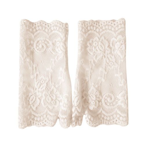 Femmes Sexy Sans Doigts Dentelle Conduite Crème Solaire Protection Uv Gants De Fête De Mariage-Beige