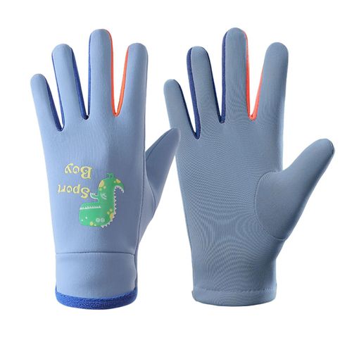 1 Paire De Gants D'hiver Pour Enfants, Gants De Sport Imperméables Pour Écran Tactile De 3 À 15 Ans, Haute Élasticité, Motif De Dinosaure Réfléchissant, Gants De Ski Pour Jouer En Plein Air-S Bleu
