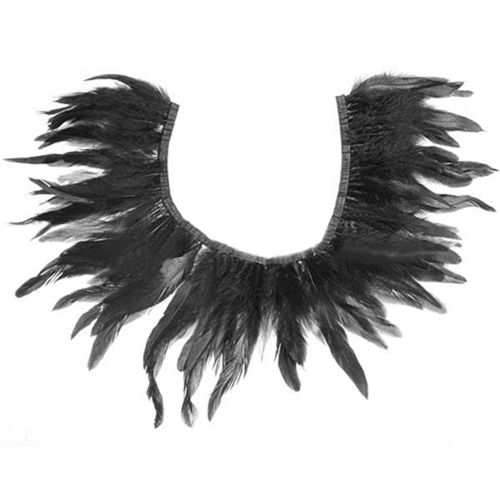 Fait À La Main Noir Plume Cou Col Wrap Cape Poncho Fête Robe De Soirée Tissu