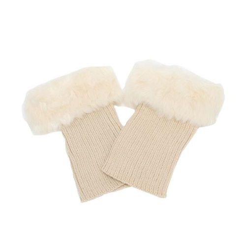 Femmes Hiver Couleur Unie Court Tricot Jambières Bottes Chaussettes Toppers Poignets Moelleux-Beige