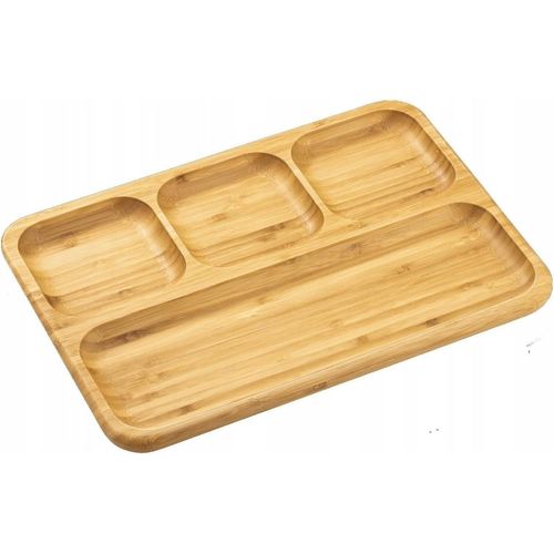 Anwxai-Wilmax-Assiette Divisée 33 X 23 Cm-Assiette En Bambou-Assiette En Bois-Assiette À Gâteau-Plat De Service-Assiette Divisée-Vaisselle De Table-Assiette Plate-Assiette Pour Manger