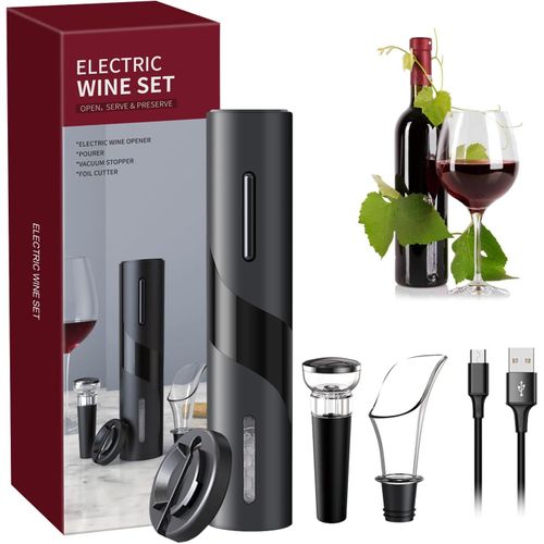 Anwxai-Tire Bouchon Électrique,Ouvre Bouteille Professionnel Pour Vin Sans Fil Décapsuleur Automatique Avec Usb,Coupe-Capsule,Bouchon De Bouteille De Vin Et Bec Verseur,Pour La Maison,Le Restaurant