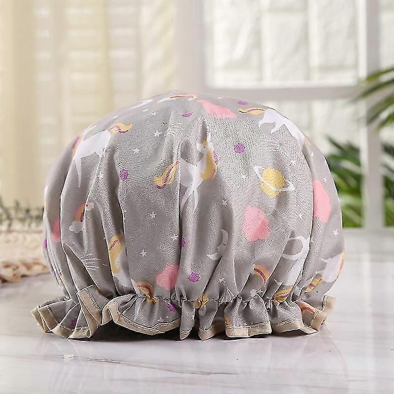 Bonnets De Douche Imperméables Bonnet De Douche Réutilisable Chapeau De Douche, Gris Licorne 