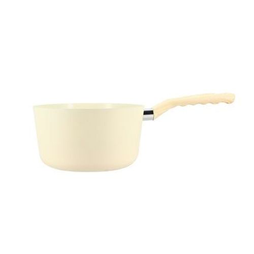 Menastyl - Casserole CrãMe 20cm En Aluminium Induction PoignãE Effet Bois  - Beige