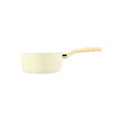 Menastyl - Casserole CrãMe 18cm En Aluminium Induction PoignãE Effet Bois  - Beige