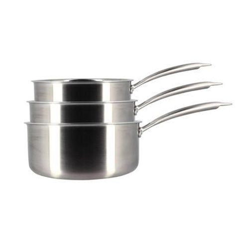 Menastyl - Set 3 Casseroles Triply En Acier Inoxydable Induction 16/18 Et 20cm  - Gris