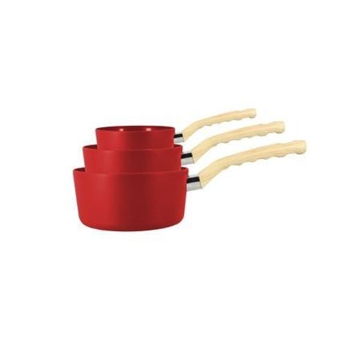 Menastyl - Set 3 Casseroles Magenta Aluminium Compatible Induction 16/18 Et 20cm  - Rouge