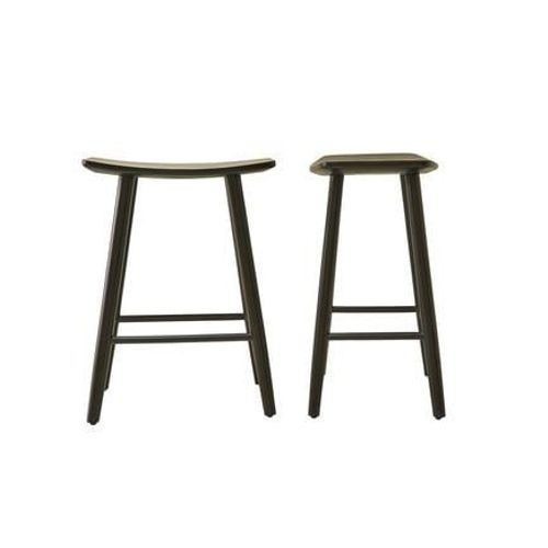 Bois Dessus Bois Dessous - Lot De 2 Tabourets En Teck Massif Noirs 65 Cmambre - Noir