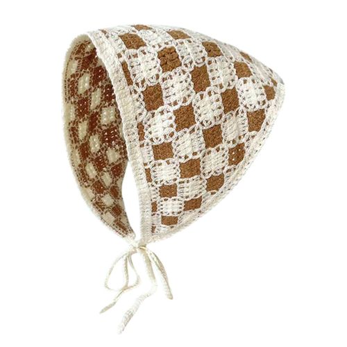 Femmes Tricot Foulard Crochet Plaid Fleur Motif Évider Foulard Fille Triangle Bandeau Tête Accessoires-D