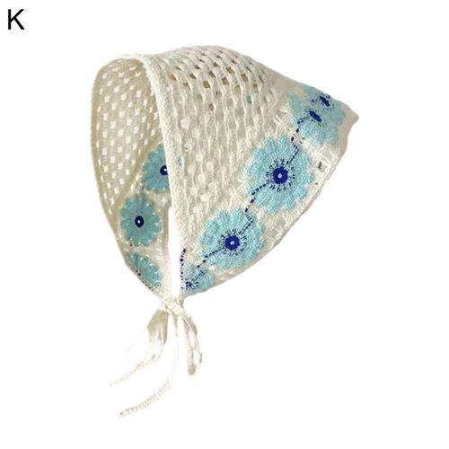 Femmes Tricot Foulard Crochet Plaid Fleur Motif Évider Foulard Fille Triangle Bandeau Tête Accessoires-K