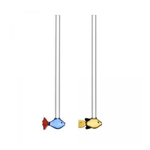 Ichendorf Milano - Lot De 2 Pailles Poissons Bleu Et Jaune - Transparent