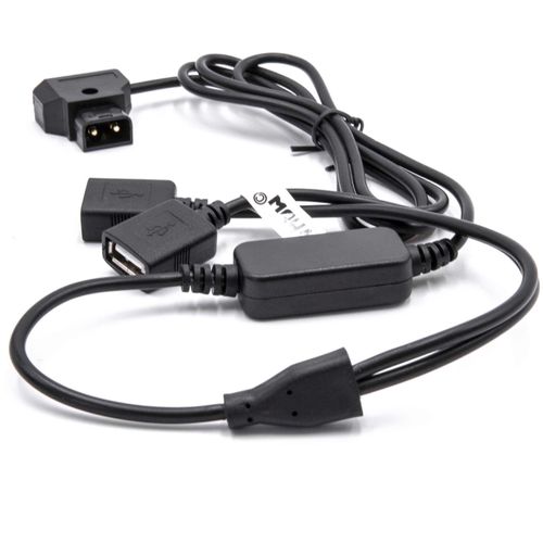 vhbw Câble adaptateur D-Tap (m) vers 2x USB (femelle) pour différentes caméras - 1,8 m 180 cm Noir