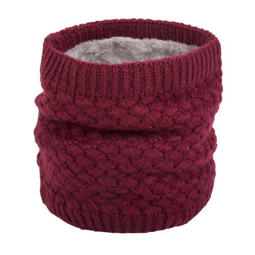 Foulard Tricoté En Polaire Épaisse Pour Homme Et Femme, Écharpe Chaude, Couleur Unie, Hiver-Vin Rouge