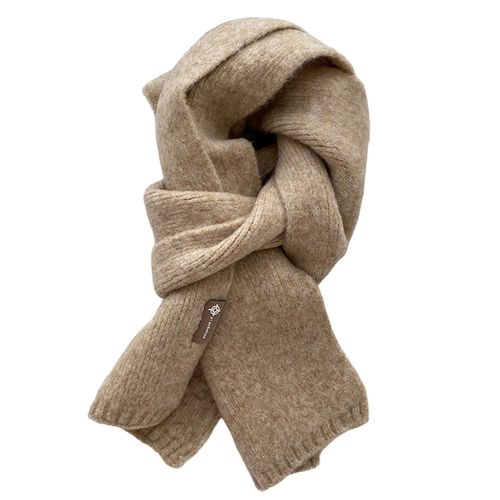 Écharpe Coupe-Vent D'hiver Pour Hommes, Couleur Unie, Tricot Doux Et Épais, Garde Au Chaud Et Confortable, Unisexe, Style Coréen, Pour L'extérieur-Abricot